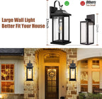 Large Black Outdoor Wall Light 17 Inch, Exterior Light Fixture with IP65 Waterproof Clear Glass, Modern Outside Wall Sconce Porch Light for Front Door Backyard, Wall Mounted Lamp E26 Base