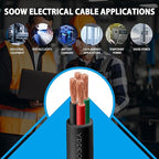 100ft 8/4 8 AWG Portable Power Cable (4 Conductor) - SOOW 600V 8 Gauge Electric Wire for Motor Leads, Portable Lights, Battery Chargers and Machinery - 4 Conductor - 100 Feet Electrical Cord