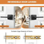 Probrico Privacy Black Door Handle Interior Lockset Heavy Duty Square Door Lever for Bedroom or Bathroom Reversible Keyless Slim Handleset Door Knob 3 Pack