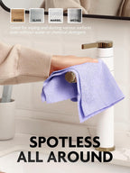 Fantasticlean Microfiber Cleaning Cloth Roll -150 Pack, Tear Away Microfiber Towels, 12" x 12", Reusable, Washable, Ultra Absorbent Dishcloth for Home Supplies, Car, Pet, Kitchen (Pink & Lavender)