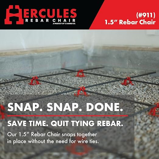 Hercules 1-1/2" Rebar Chair - (50 Count) Superior Strength & Quality Concrete Snap Rebar Chair For #4 Rebar