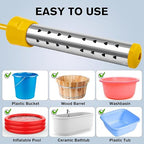 Portable Water Heaters, 1500W Immersion Water Heater Electric with Digital LCD Thermometer, Bucket Heater with 304 SS Guard Fast Heating in Minutes Suitable for Bucket Bathtubs and Basin