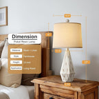 PoKat 23'' Farmhouse Table Lamps Set of 2, Beige Rustic Lamps for Living Bedroom Night Stands, Bedside Nightstands Living Room Table Lamps for End Side Table, Beige and White