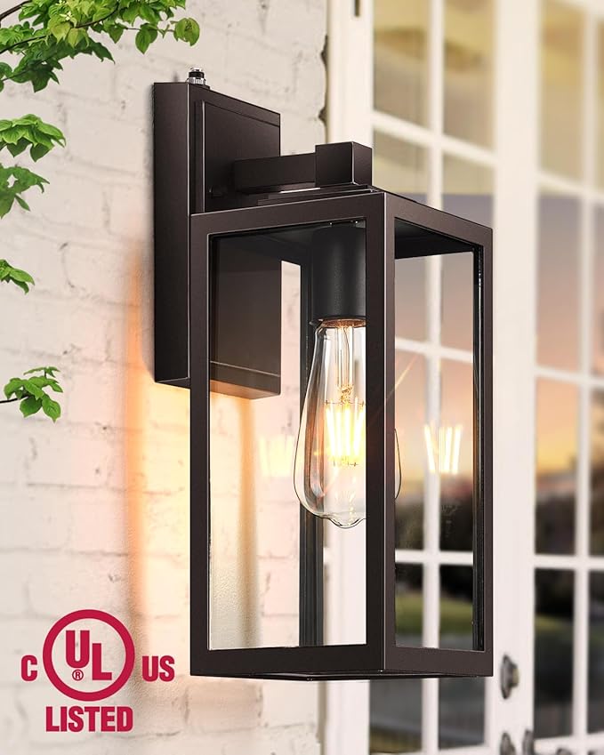 VIANIS Large Dusk to Dawn Porch Lights Outdoor, Oil Rubbed Bronze Exterior Light Fixture Wall Mount, Modern Outdoor Wall Sconce Lantern for Front Door, Outside Garage Lights for House Coach Patio