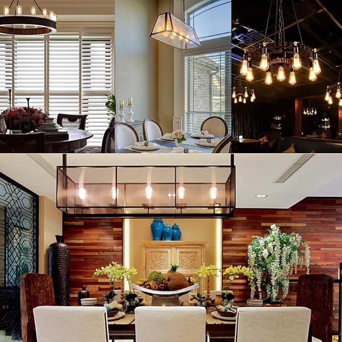 HESSION ST64 Edison Bulbs, E26 Base 110V-40W 4-Pack 2700K Vintage Light Bulb, Amber Glass Warm Light Dimmable Decorative Bulbs for Livingroom Kitchen Table Light etc.