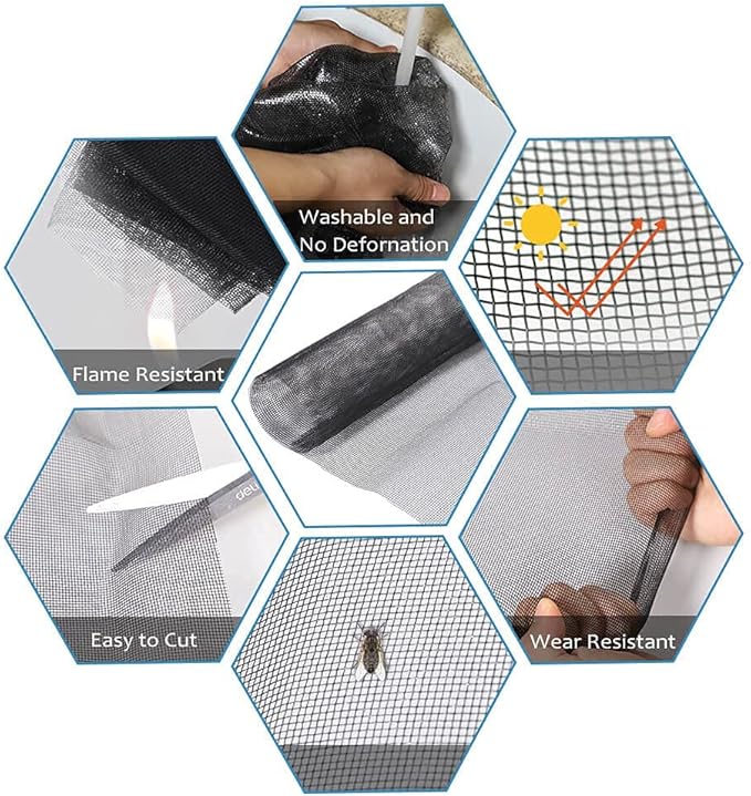 Windows Screen and Screen Door Replacement, 59"x106" Durable Fiberglass Screen Mesh- Window Screen & Sliding Screen Door Repair for Patio and Windows, Tooltriz