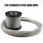 Wire Rope 16Ft 5/32" T316 Stainless Steel Cable 7 x 7 Strand Core Industrial Grade Stainless Steel Wire for Deck Railing, Cable Railing, Aircraft Cable, Outdoor Hanging