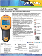 Zircon Multiscanner A200 Electronic Wall Scanner / Metal Detector/ Live AC Wire Detection With SpotLite Pointer