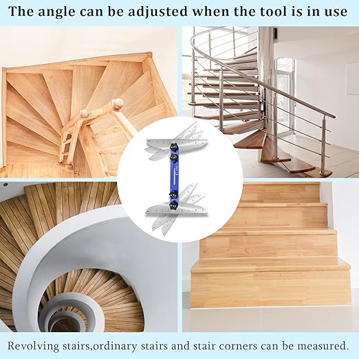 Stair Treads Gauge Template Tool - Staircases Jig, Measuring Set, Shelf Scribe Tools for Stairs, Risers, Shelf and Cutting Drywall Wizard, 11.4In to 60.7In