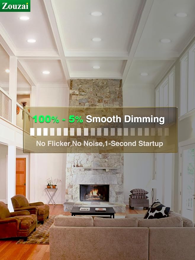 zouzai 24 Pack 4 Inch Ultra-Thin LED Recessed Ceiling Light with Junction Box, 6000K Clear White, 9W 80W Eqv, Dimmable Can-Killer Downlight, 810LM High Brightness - ETL Certified