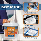1 Gallon RV Roof Coating White with Brush, Towel, Solar Reflective Sealant for Easy Insulation & Leak Repair, Liquid Flexible Rubber Camper RV Roof Sealant for Metal Building, Trailer, Motorhome