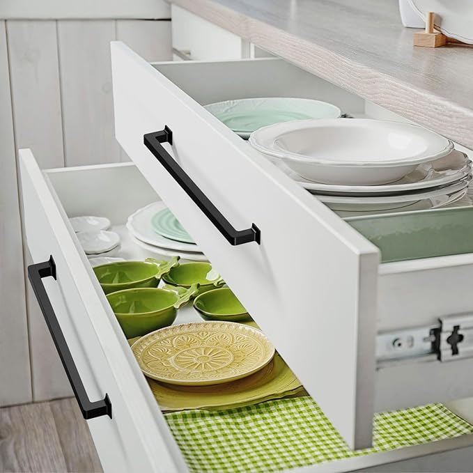 FILTA Cabinet Handles 10 Inch 6 Pack Matte Black Cabinet Pulls for Kitchen Metal Drawer Pulls Modern Cabient Hardware Cupboard Handles