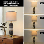 Terpsichore 3 Way Dimmable Farmhouse Table Lamps Bedroom Touch Bedside Lamp Modern Glazed Ceramic Lamp 2 Set with Fabric Shade,USB Type-C Port for Bedroom,Reading,Desk,Living Room,Office