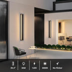 tewei 39.3 Inch Modern Outdoor Wall Sconce, Long Black LED Exterior Lighting Fixtures, Modern Large Outdoor Front Porch Lights Outside Wall Mount Lights for House, Warm White 3000K, 1 Pack