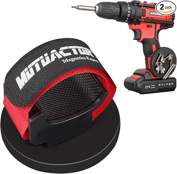 MUTUACTOR Tool Holster Drill Holder,Anti-Slip Magnetic Holders for Power Drills,2Pack Strong Handy Magnet Drill Bit Holder for Cordless Driller Impact Wrench Screws Bits Nails and Magnetic Hardware