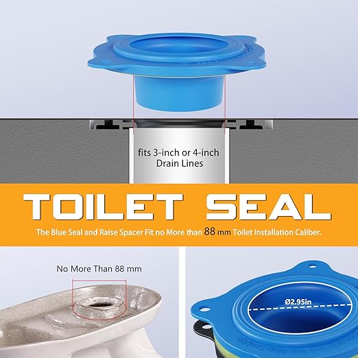 Toilet Flange Repair Kit, Universal Toilet Seal Parts for Wax Seal, Rubber Gasket Ring, Wax-Free Toilet Bowl Replacement kit Include Premium Nuts, Washers, 3.26Inch Bolts, Bolt Caps