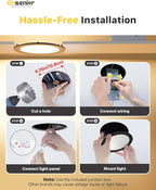 Ensenior 6 Pack 4 Inch LED Recessed Light, Dimmable, 2700K-5000K 5CCT, 750LM High Brightness, 9W 120V, Damp Rated, Ultra-Thin Canless Wafer Light, Black - ETL & FCC & IC