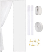 Magnetic Screen Door - Self Sealing, Heavy Duty, Hands Free Mesh Partition Keeps Bugs Out Let Breeze in- Pet and Kid Friendly - Keep Open Feature (White, Fit Door Size 32 x 78 Inch)