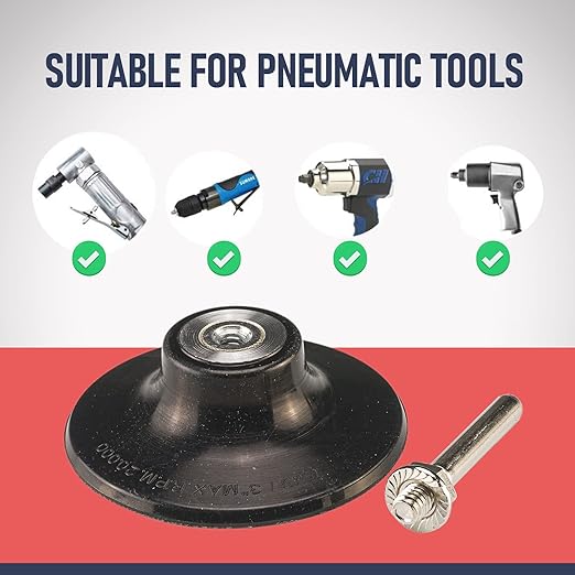 3 Inch Quick Change Disc Pad Holder, 6 Pcs Fast Lock Disc Holder, 1/4" Shank for Angle Die Grinder Attachments, Type R, for Polishing, Sanding and Surface Preparation