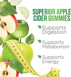 Vegan Apple Cider Vinegar Gummies | Max Strength 1000mg | ACV Supplement Gummy Vitamins for Adults, Supports Digestion, Metabolism, Natural Apple Flavor with Mother, Gluten Free, Non-GMO - 60 Gummies