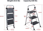3-Step Ladders Folding Step Stool with Anti Slip Pedal and Handgrip Portable Sturdy Ladder for Home & Office 330 Lbs Black1