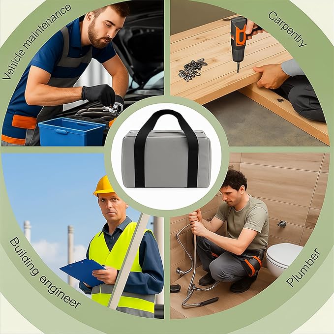 Small Tool Bag,Close Top Wide Mouth Tool Organizer Bag,Large Capacity Tool Bags for Men,Canvas Tool Storage Bag for Storage Handbag for Screwdrivers,Wrench,Pliers Hand Tools (Gray, 20 Inch)