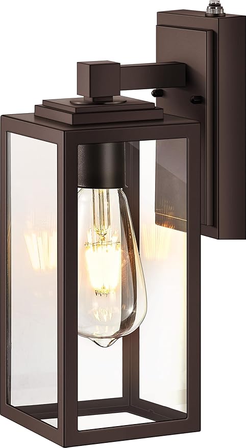 VIANIS Dusk to Dawn Porch Lights, Oil Rubbed Bronze Wall Lights Fixture Outside, Modern Outdoor Lanterns for Front Door, Aluminum Waterproof Anti-Rust ORB Sconce Wall Mount for Doorway, Patio