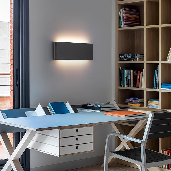 15"Modern LED vanity light,20W Dimmable 5 CCT (3000K-6500K) Adjustable Wall Lamp,Up and Down Wall Lighting,Indoor Wall Sconce for Bedroom,Staircase,Hallway,Dressing Table, 2Pack（Black）