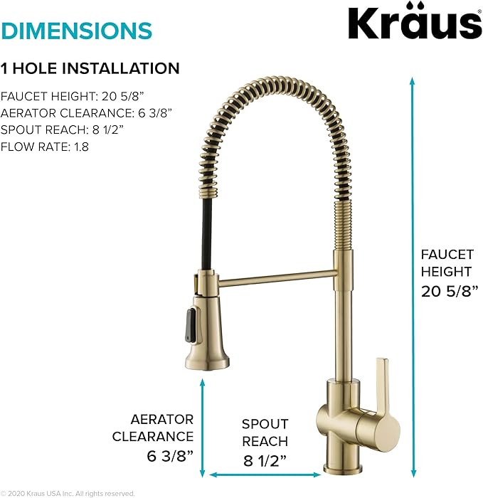 KRAUS Britt Commercial Style Spot Free Antiqued Champagne Bronze Pre-Rinse Kitchen Faucet with Deck Plate and Soap Dispenser, KPF-1690-KSD-53SFACB