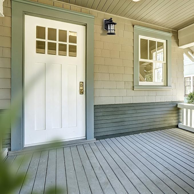 MICSIU Textured Black 10" Outdoor Light Fixtures Wall Mount, Waterproof Front Porch Light Fixtures with Clear Seedy Glass, Outdoor Wall Lights for House Front Porch, Patio, Backyard