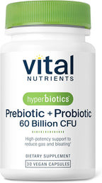 Hyperbiotics Vital Nutrients Prebiotic + Probiotic 60 Billion CFU (Prev. Pre+Pro 60B) | High-Potency Immune & Upper Respiratory Probiotic | Reduce Gas & Bloating | Shelf-Stable | Vegan | 30 Capsules