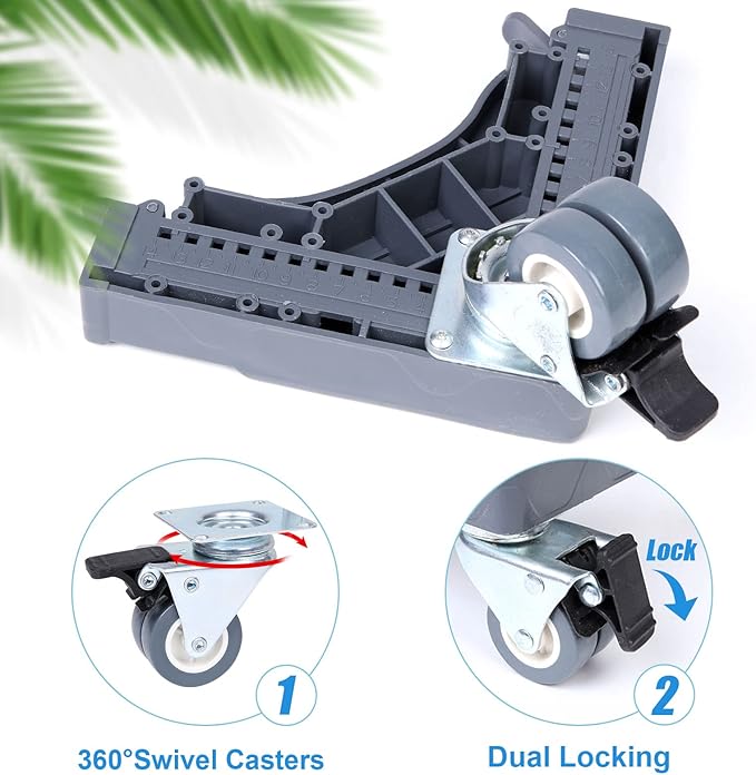 W B D WEIBIDA Appliance Dolly Cart with 4 Locking Twin Wheels Mini Fridge Stand Adjustable Furniture Mover Mobile Roller Base for Washing Machine, Dryer, Refrigerator, Laundry Pedestal