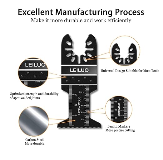 LEILUO 50 Pcs Multitool Blades Set for Wood Oscillating Saw Blades Universal Oscillating Tool Accessories with Storage Bag Compatible with DeWalt Makita Dremel and More