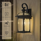 zeyu 22 Inch Outdoor Wall Light Sconce, Large Exterior Wall Light Fixture for House Porch, Die-Cast Aluminum with Seeded Glass, Black Finish, ZD100B-M BK