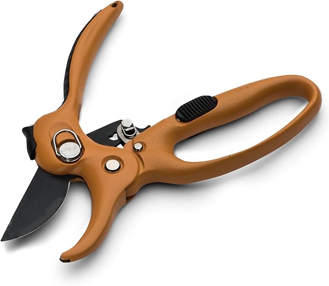 Kings County Tools Ratcheting Hand Pruner | Extra Cutting Strength | Adjust Grip to Activate Ratchet Mechanism | Cast Aluminum with Rubber Grip on Handle | Carbon Steel Blade