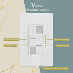 TOPGREENER Dual Load Dimmer Light Switch,Double LED Dimmer Switch, 1-Pole, No Neutral Required, UL-Listed, Wall Plate Included, White