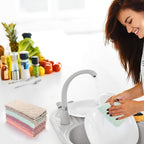 kimteny Cleaning Cloths Kitchen Towels Microfiber Washcloths Lint Free Dish Cloth Reusable Dishtowels Household Super Absorbent Fast Drying, 10"x10", Pack of 5 (Pink-Green)