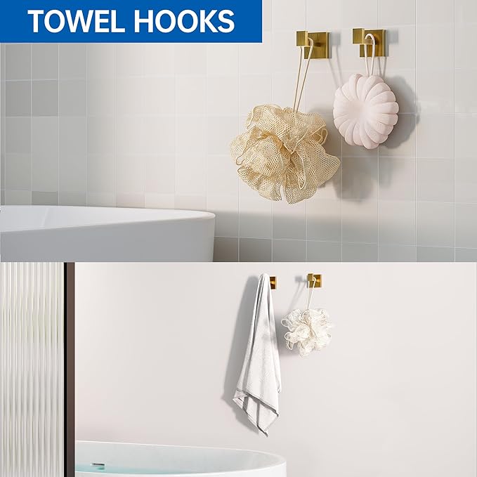 5-Piece Bathroom Hardware Accessories Set, 23.6 Inch SUS304 Stainless Steel Towel Bar Set, Wall Mounted Bathroom Towel Holders, Towel Hooks with Toilet Paper Holder