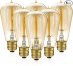 HESSION 6-Pack Edison Light Bulbs, 60w Vintage Edison Bulb, Squirrel Cage Filament Edison Bulbs, E26 Base - Amber Glass Warm White - Dimmable - ST58 Decorative Lightbulbs