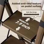 Taranta 3 Step Ladder, Portable Folding Ladder with Wide Pedal, Lightweight Aluminum Step Stool with Convenient Handgrip, 330 lbs Capacity Stepladder for Home, Office - Walnut