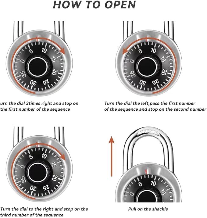 FIGODE® Locker Lock, 2 in. Combination Lock, Keyless Padlock for Gym and School Lockers, Black Dial Lock, 5 Pack