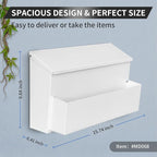 Wall Mount Mailbox, Large Capacity for House, Outside, with 3 Sets of 0-9 Number Stickers & Flower Planter, Galvanized Steel Rust-Proof Metal Post Drop Box, 15.74"×9.84"×6.41" White