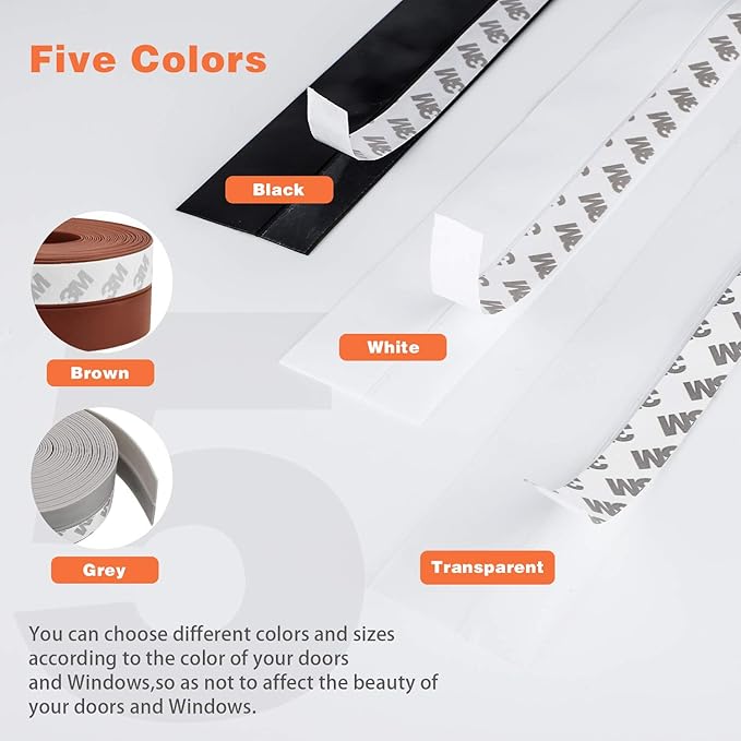 26 Feet Silicone Seal Strip,Door Weather Stripping, Sealing Tape for Door Draft Stopper Adhesive Tape for Doors Windows and Shower Glass Gaps (Transparent, 45MM)