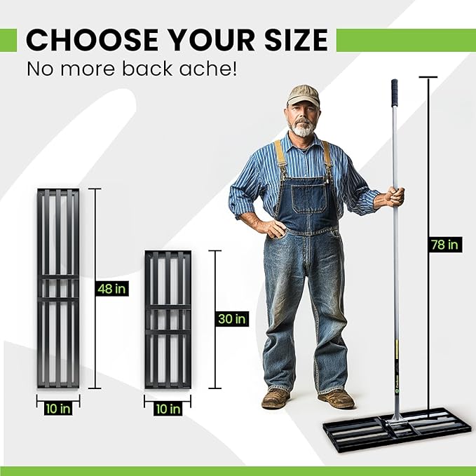 Gardease Lawn Leveling Rake 30" x 10" - Heavy Duty Professional Grade Reinforced Steel Landscape Tool for Soil, Sand & Garden - Superior Strength and Durability