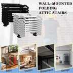 7 Steps Wall Mounted Attic Ladder, Indoor Attic Stairs Pull Down System, Metal Telescoping Step Ladders, Anti-slip Retractable Folding Stair, Loft Extension Steps Staircase for Garages(black, 7 Steps)