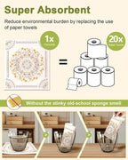 6 Pack Swedish Dishcloths for Kitchen - Reusable Dish Cloths for Washing Dishes Absorbent Cute Funny Kitchen Towels Cleaning Sponge, Bohemi