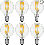 Arberlic G16.5 Light Bulb,4W E12 LED Bulb dimmable Equivalent E12 Candelabra Bulb 40 Watt,Warm White 2700K,400lm,CRI85+,AC120V,Edison Style,Clear Glass,ETL Listed,Pack of 6