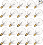 G40 Replacement Light Bulbs 5W Clear Globe Bulb fits E12 C7 Candelabra Screw Base Sockets, 1.5 Inch Dimmable Light Bulbs for Indoor Outdoor Patio Decor, Pack of 25