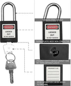 SAFBY Lockout Tagout Locks, Safety Padlock, Keyed Differently Loto Safety Padlocks for Lock Out Tag Out Kits Station (Black 11-20)