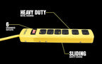 WOODS WIRE Southwire Yellow Jacket 5139N 14/3 6-Outlet Heavy Duty Industrial Metal Workshop Strip with 6-Foot Power Cord; Sliding Safety Covers and Overload Protection